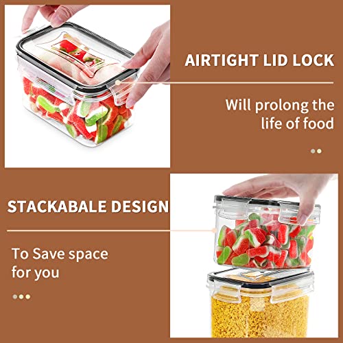 Airtight Food Storage Containers Set (Black-16 Piece)