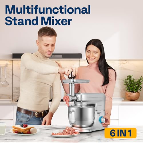 6-in-1 Stand Mixer, 8.5-Quart Tilt-Head Mixer, 10 Speeds, Silver (6-in-1 / Silver)