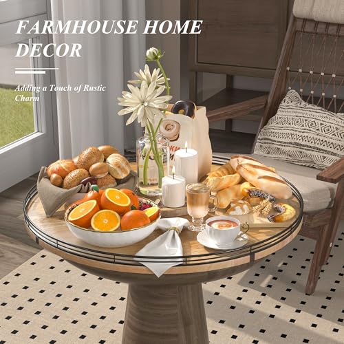 24 Inch Extra Large Farmhouse Oak Lazy Susan Organizer