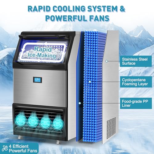 Commercial Ice Maker Machine 550LBS (Clear Ice Cubes - 550LBS/24H)