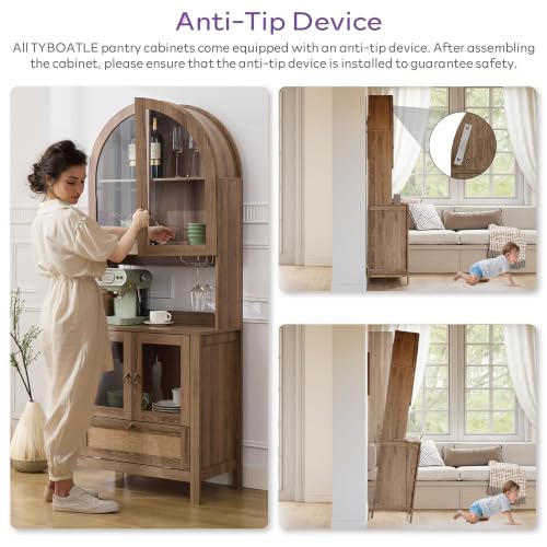 75'' Tall Arched Pantry Cabinet (75'' / Natrual)