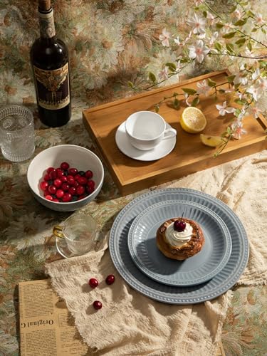Ceramic Plates and Bowls Sets (Bluish Grey / Service for 4)