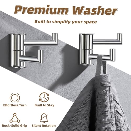 Swivel Wall Hooks with 2 Arm (2 Pack / Polished Chrome)