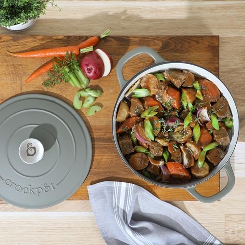 Artisan 5 Quart Round Cast Iron Dutch Oven with Lid (Matte Green / 5-Quart)