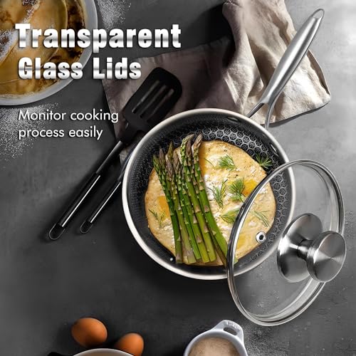 Hybrid Nonstick 2 Quart Stainless Steel Saucepan with Glass Lid (2 Quarts)