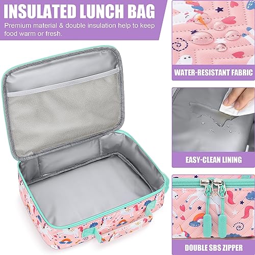 Kids Bento Lunch Box with Toddler Insulated Water Bottle Lunch Bag (A1. Unicorn)