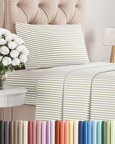 Twin Size 3 Piece Sheet Set (44 - Beige Stripes 2 / Twin)