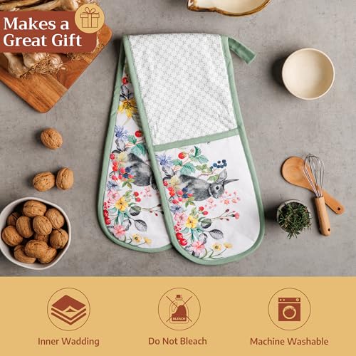 Double Oven Mitts 100% Cotton Double Oven Glove (035 - Printemps / 7" x 35" (Double Oven Mitt))