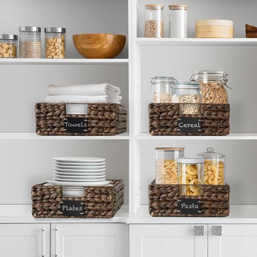 Set of 4 Water Hyacinth Pantry Baskets (Espresso - Hyacinth / 12.5" x 17" x 5")