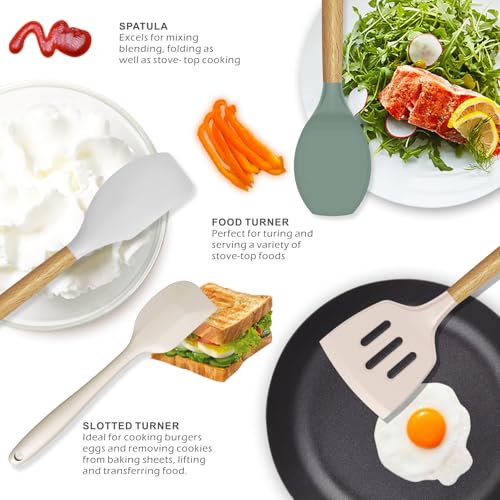 Silicone Cooking Utensils Set (Colorful)