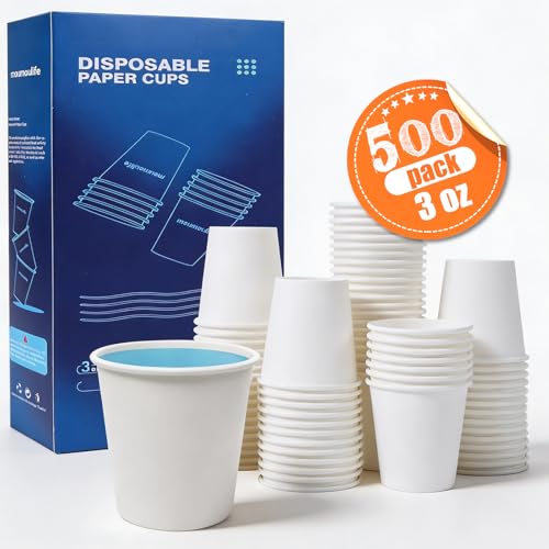 Disposable Paper Coffee Cups 3 oz 500 Count (White - 3 oz)