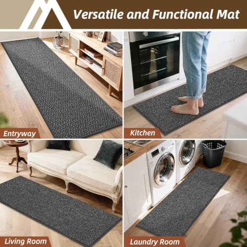 Dirt Trapper Door Mat 17"x48" Non Slip Washable Dark Grey (Dark Grey / 17" x 48")