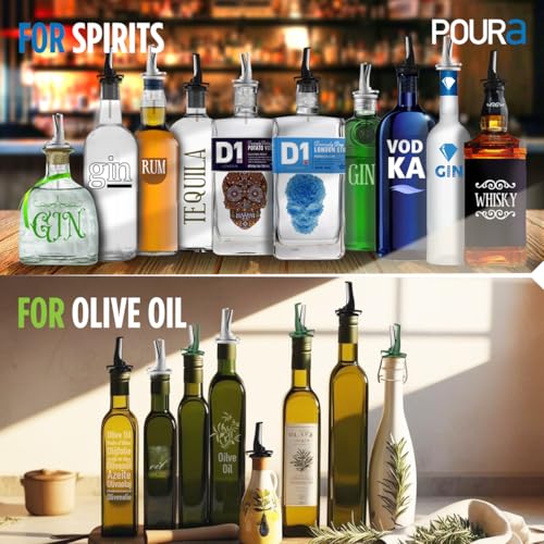 Olive Oil Spout for Olive Oil Dispenser (6 green oil pourers + 6 adapters)