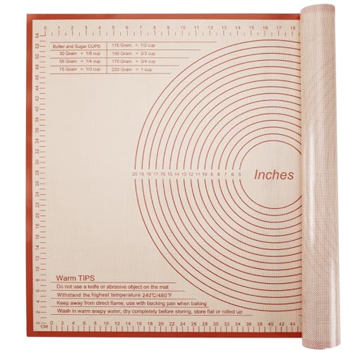 Silicone Pastry Mat 36x24 Inch Nonstick Baking Mat (Red / 24"L x 36"W)