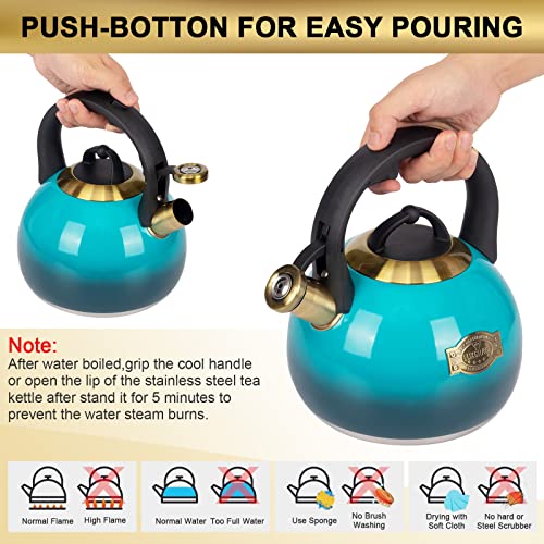Tea Kettle Stovetop Whistling Kettle Teapot (Blue)