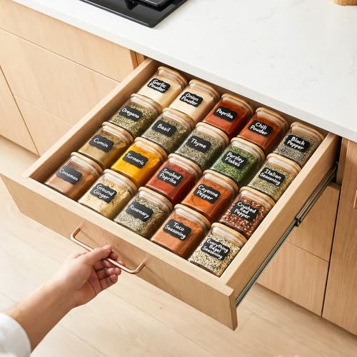 12 Pack 4 oz Square Glass Spice Jars with Lids and Labels (Square/4oz/12pcs / 4oz*12)