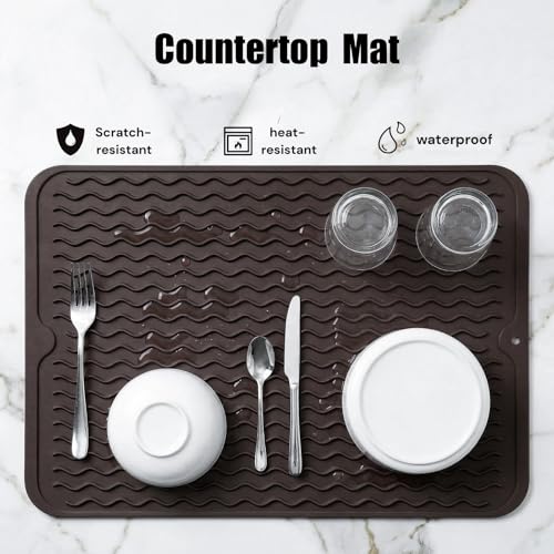 Silicone Dish Drying Mat (Coffee / 16"L x 12"W)