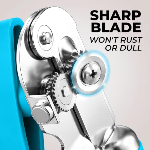 Stainless Steel Swing Open Manual Can Opener Comfortable Grip (Aqua / Swing Open)