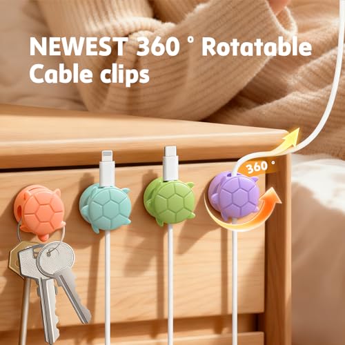 Rotatable Cable Clips (Multicolor / Turtle Shape)