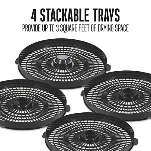 Food Dehydrator Machine for Jerky (Temperature Control (100-160F) / 4 Stackable Trays, Black & Stainless Steel Accents)