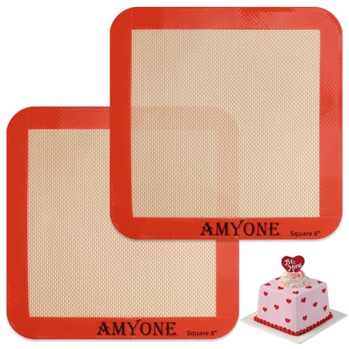 Silicone Baking Mats for 8 inch Square Cake Pan (Bright Orange / 8"L x 8"W)