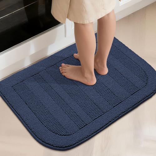 24x36 Inch Kitchen Rugs Non Slip Washable Sink Rug (2' x 3' (Semicircular) / Navy Blue)