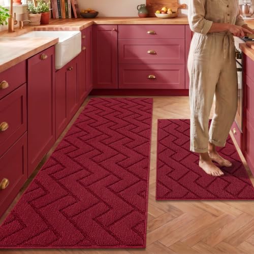 Kitchen Runner Rug (Red / 20"x59"+20"x32")