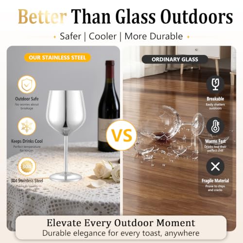 Unbreakable Stainless Steel Wine Glasses Set of 4 (4 Count)
