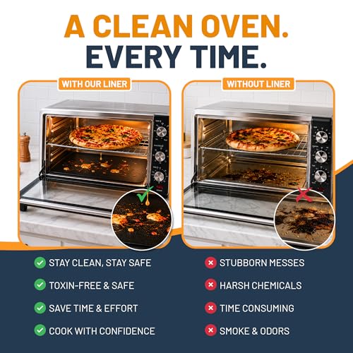 Toaster Oven Liners for Bottom of Oven (6 Pack / Black)