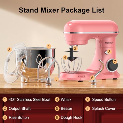 4QT Electric Stand Mixer (Peach Red)