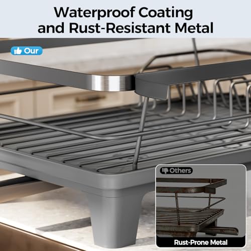 Urakify Dish Drying Rack for Kitchen Counter (Gray)