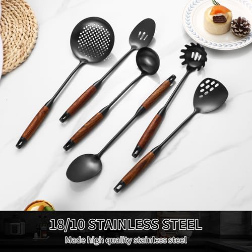 18 10 Stainless Steel Kitchen Utensils Set (Small / BLACK-6 Pieces)