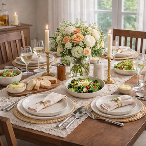 Dinnerware Sets for 8 (Light Beige / Service For 8(24Pcs))