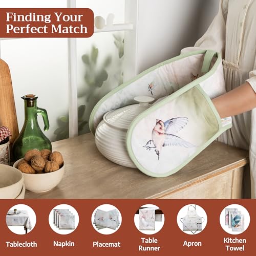 Double Oven Mitts 100% Cotton Double Oven Glove (070 - Flying Birds / 7" x 35" (Double Oven Mitt))