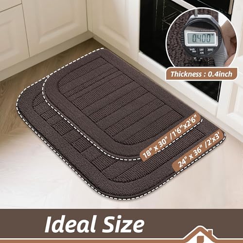 24x36 Inch Kitchen Rugs Non Slip Washable Kitchen Sink Rug (2' x 3' (Semicircular) / Brown)