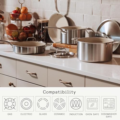 Cookware 8 QT CeramiClad Non Stick Stock Pot with Lid (Stainless Handle)