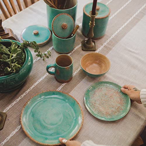 Patina Turquoise 16 Piece Ceramic Southwestern Rustic Cabin Dinnerware Set with Plates (Patina / 16 Piece)