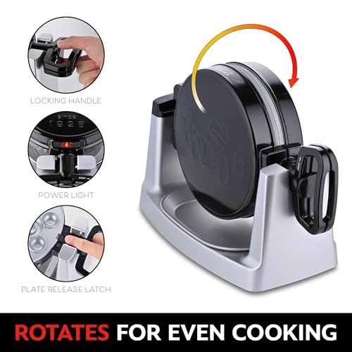 Mickey Mouse Waffle and Donut Maker with 3 Sets of Removable Nonstick Ceramic Plates (Black)