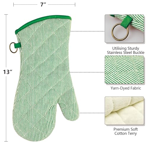 Yarn Dyed Oven Mitts 1 Pair (Green)