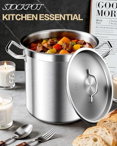 Stainless Steel Stock Pot with Lid (24 Quarts)