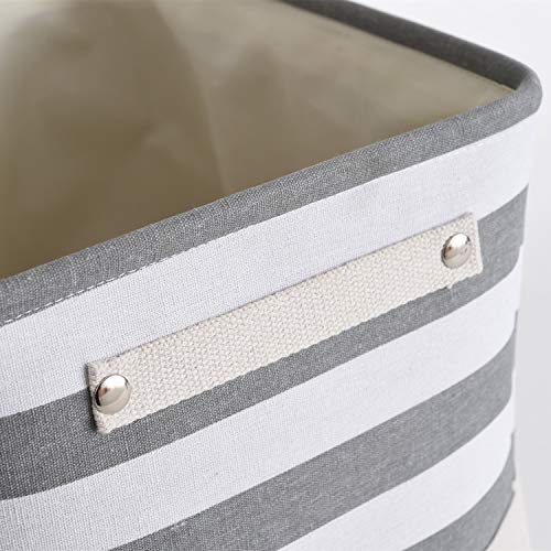 Extra Large Cube Storage Bins Baskets for Organizing (Grey&White Stripes / 3PCS/Large Cube - 16L×12W×12H)