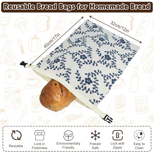 2 Pack Reusable Beeswax Bread Bags for Homemade Sourdough with Zipper