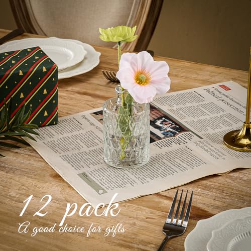 Glass Bud Vase Set of 12 Pcs Small Minimalist Vases for Flowers (Clear)