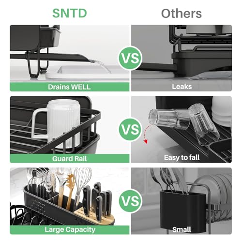 Large Dish Drying Rack for Kitchen Counter (Black)