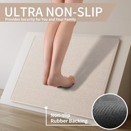 Kitchen Rugs Kitchen Mats for Floor Non Slip Washable Beige 17"x30" (2.2961 Sq Ft)