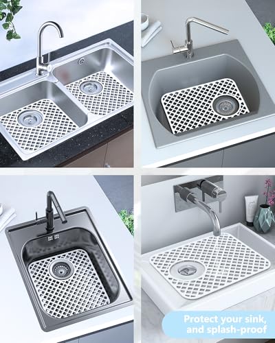 2 Pack Silicone Sink Protectors for Kitchen Sink (White)
