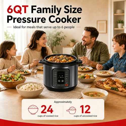 Electric Pressure Cooker 6Qt (Black / 6 Quarts)