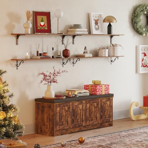 Long Wall Shelves (Rustic Brown / 47.3 Inch)