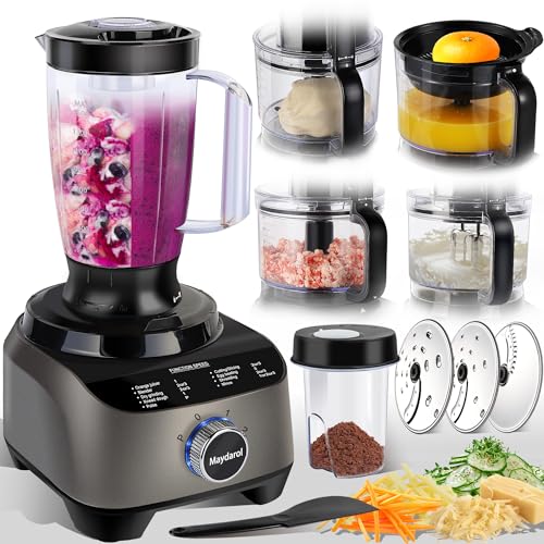 11-in-1 Food Processor and Blender Combo, 14 Cup Food Processor with Large Chute, 51 oz for Smoothies & Ice, for Chopping, Grinding, Slicing, Shredding, Purees & Dough, Dishwasher Safe (14 Cup)