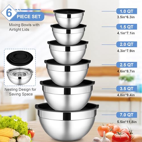 Mixing Bowls with Lids Set of 6 (12 Count)